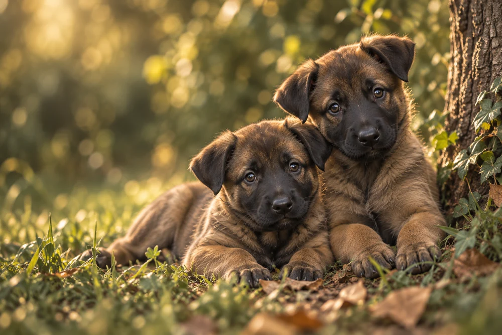 Imagen ilustrativa de dos cachorros Malinois juntos
